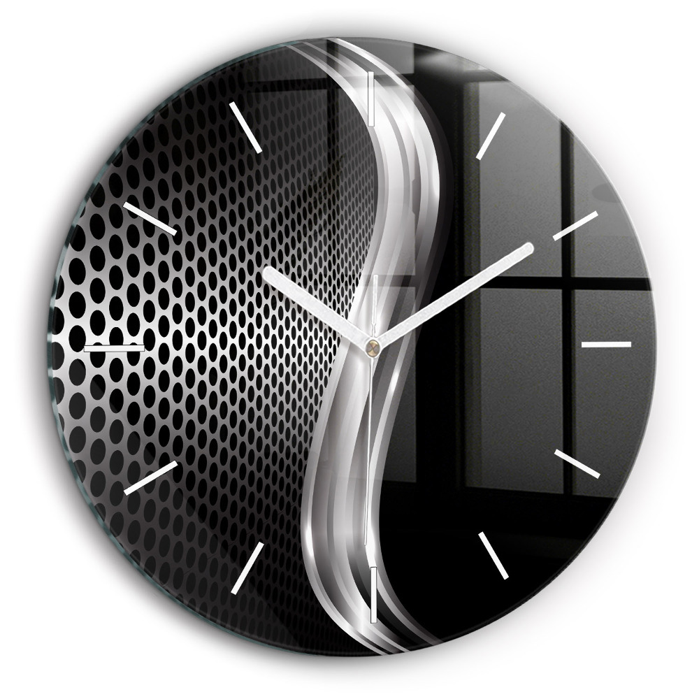 Horloge ronde en verre 60 cm Abstraction de métal noir