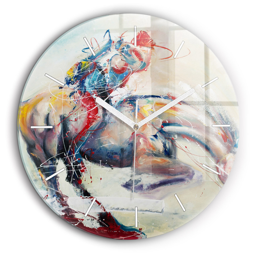 Horloge ronde 60 cm Illustration de chevaux au galop