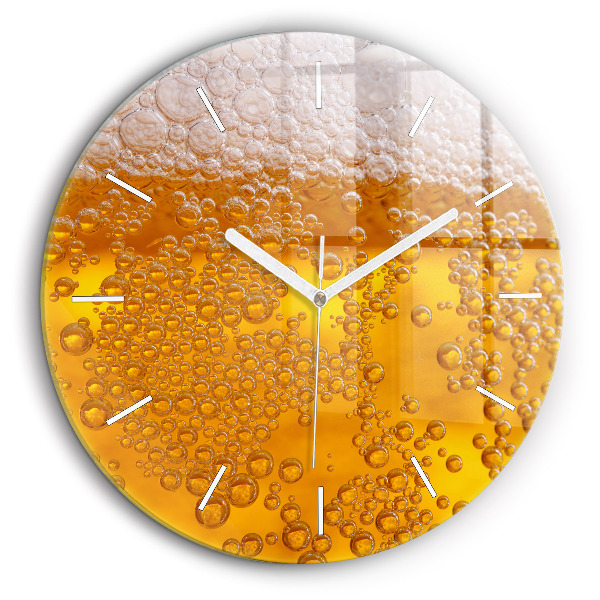 Horloge ronde en verre 60 cm Bière avec mousse