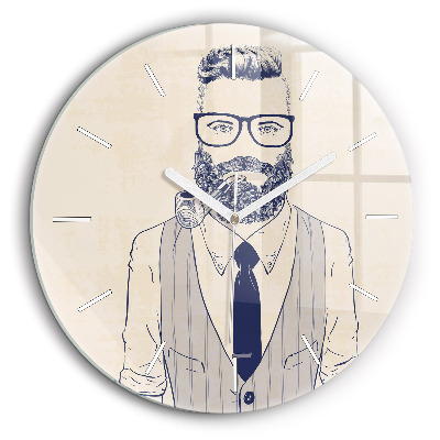 Pendule murale ronde 60 cm Homme à barbe