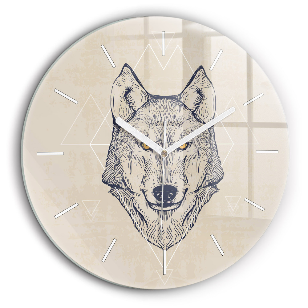Horloge ronde 60 cm Tête de loup