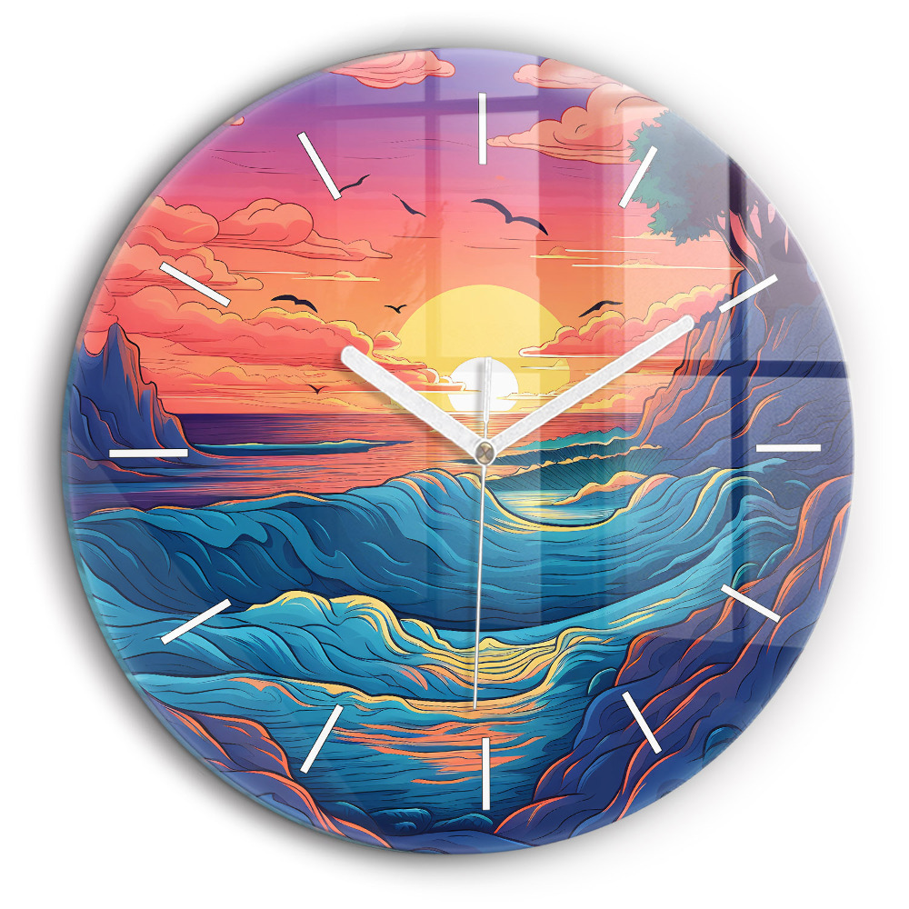 Horloge ronde murale 60 cm Océan et vagues de conte de fées