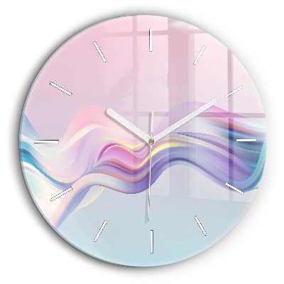 Horloge ronde murale 60 cm Abstraction de vagues au pastel