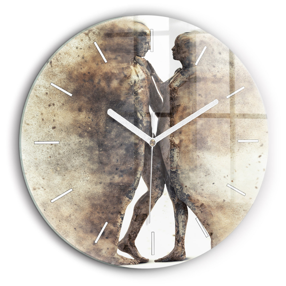 Horloge ronde en verre 60 cm Personnes abstraites dans le sable