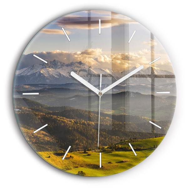 Horloge ronde en verre 60 cm Montagnes - Haut sommet de Pieniny