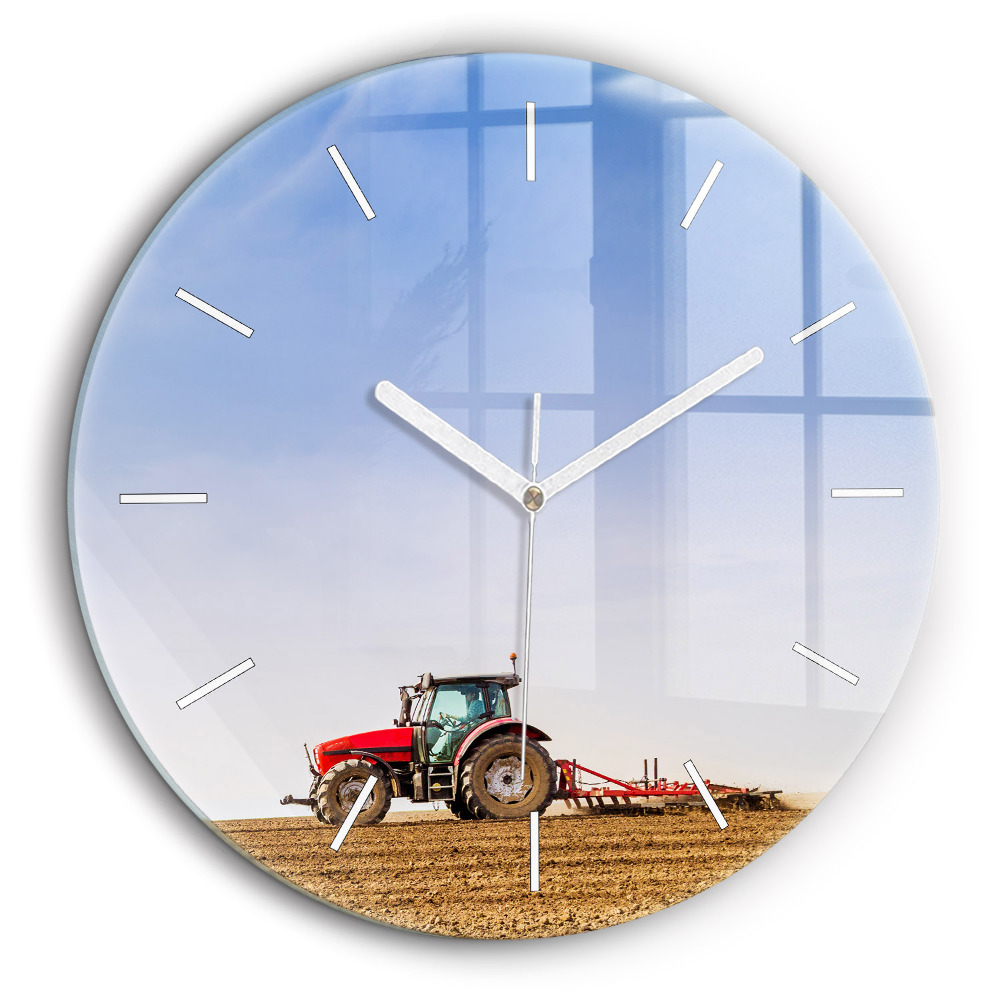 Pendule murale ronde 60 cm Agriculteur dans un tracteur