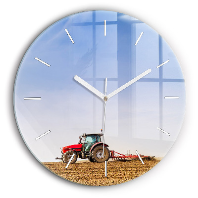 Pendule murale ronde 60 cm Agriculteur dans un tracteur