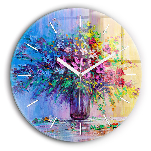 Pendule murale ronde 60 cm Fleurs dans un vase