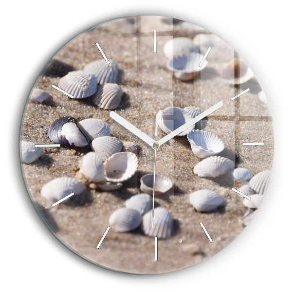 Horloge ronde en verre 60 cm Coquillages sur la plage