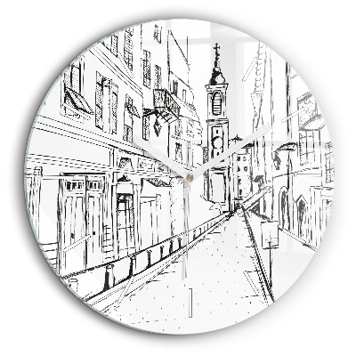 Pendule murale ronde 60 cm Dessin de ville Provence