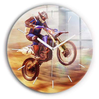 Horloge ronde en verre 60 cm Motocross enduro