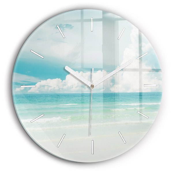 Horloge ronde en verre 60 cm Paysage de mer