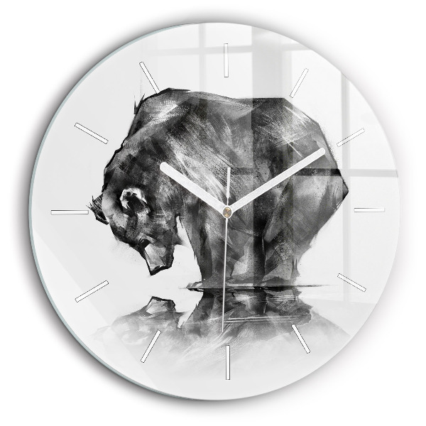 Horloge ronde en verre 60 cm Dessin d'ours