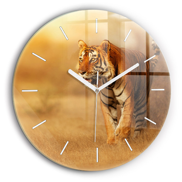 Pendule murale ronde 60 cm Chasse au tigre