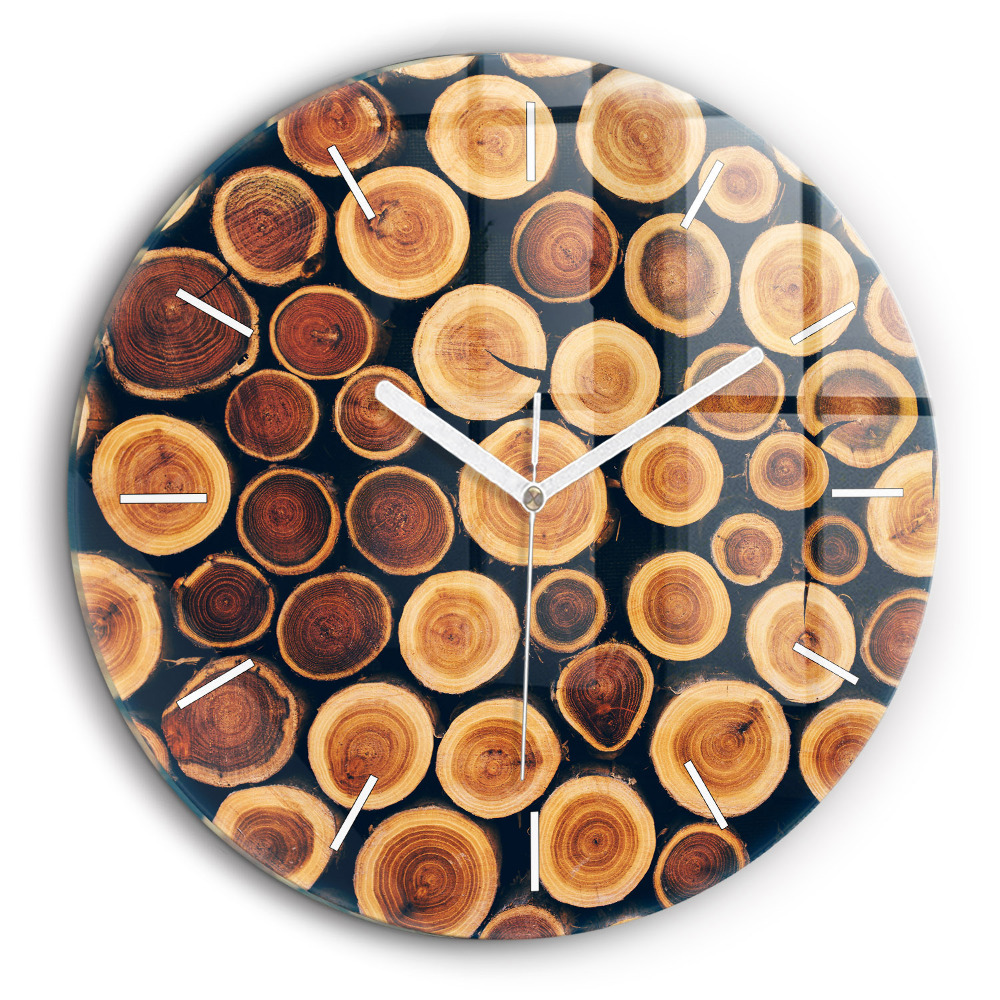 Horloge ronde en verre 60 cm Bois