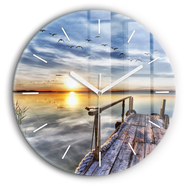 Horloge ronde 60 cm Lac au coucher du soleil