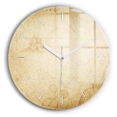 Pendule murale ronde 60 cm Ancienne carte du monde