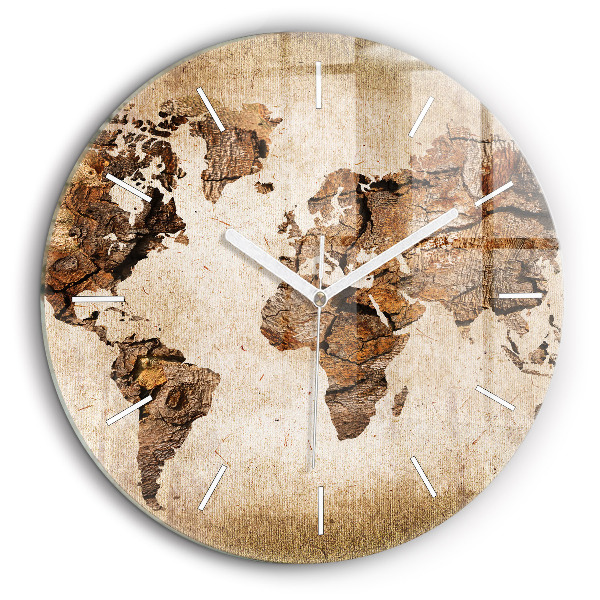 Horloge ronde murale 60 cm Carte du monde ancienne