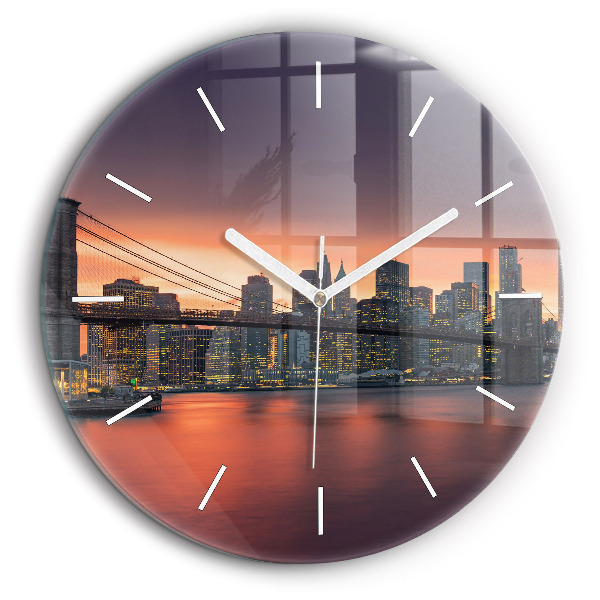 Horloge ronde en verre 60 cm New York East River