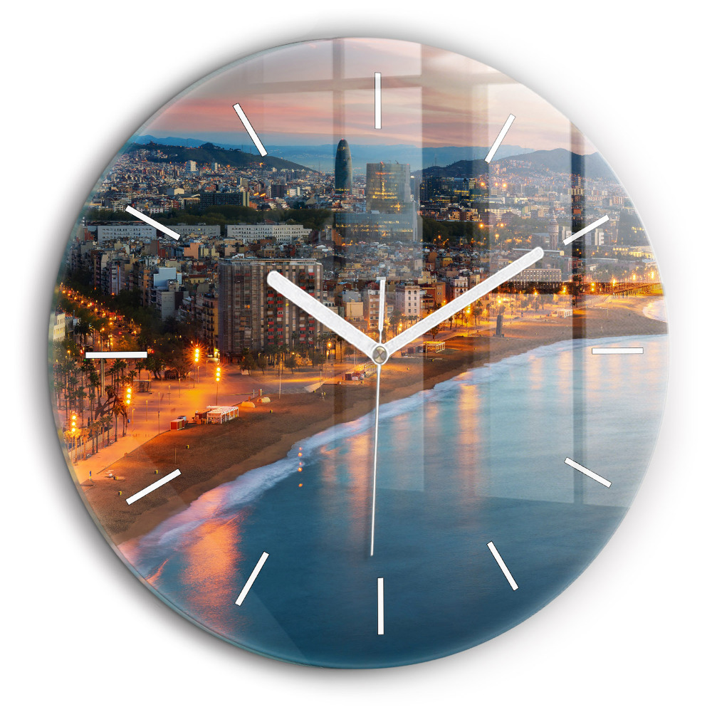 Horloge ronde murale 60 cm Plage de Barcelone