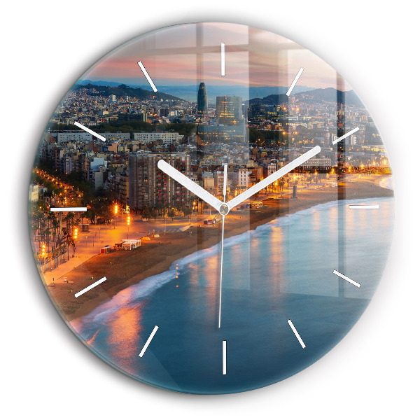 Horloge ronde murale 60 cm Plage de Barcelone