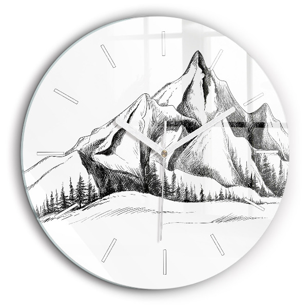 Horloge ronde 60 cm Montagnes dessinées