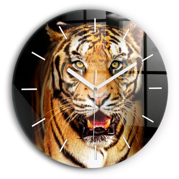 Pendule murale ronde 60 cm Tigre aux yeux sauvages