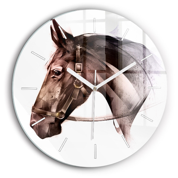 Horloge ronde 60 cm Profil peint d'un cheval