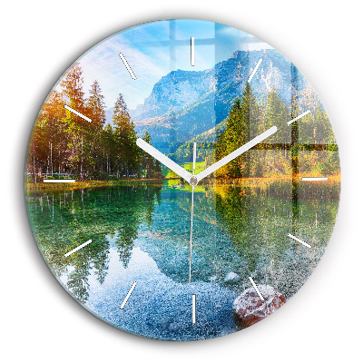 Horloge ronde 60 cm Rivière montagnes Paysage
