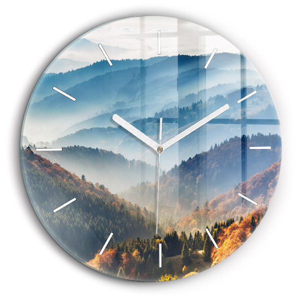 Horloge ronde en verre 60 cm Paysage de montagne