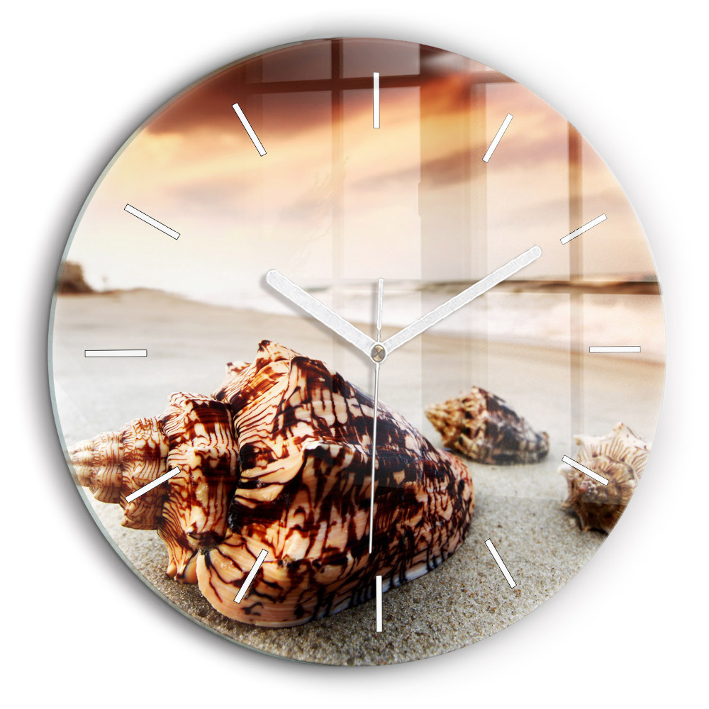 Pendule murale ronde 60 cm Coquillage sur la plage