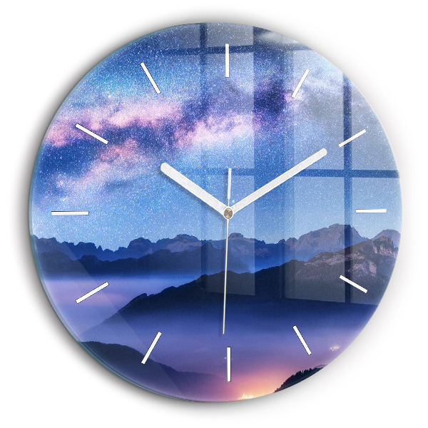 Horloge ronde 60 cm Voie lactée et montagnes