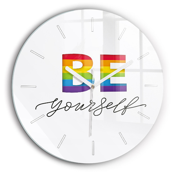 Pendule murale ronde 60 cm Inscription "Be yourself