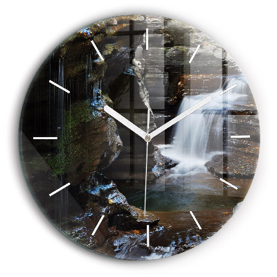 Pendule murale ronde 60 cm Cascade et rochers d'Islande