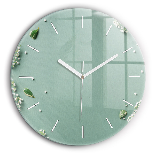 Horloge ronde en verre 60 cm Fleurs délicates