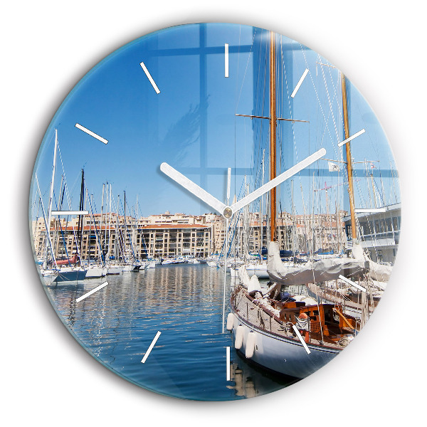 Horloge ronde murale 60 cm Port de plaisance de Marseille France