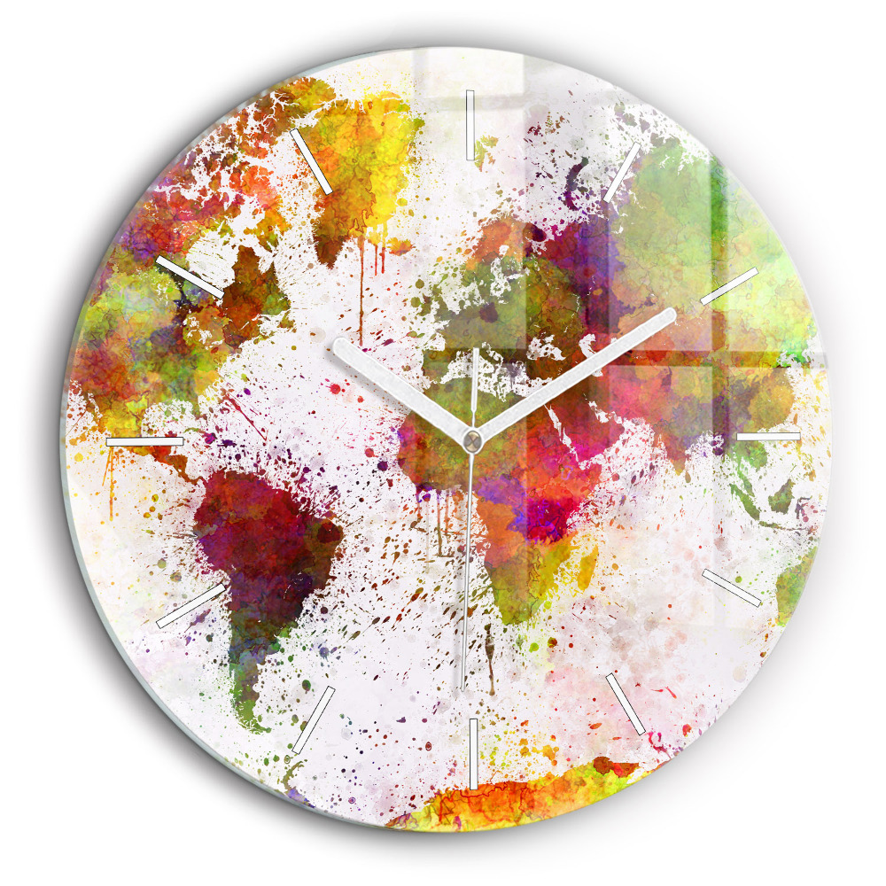 Horloge ronde 60 cm Carte du monde en aquarelle