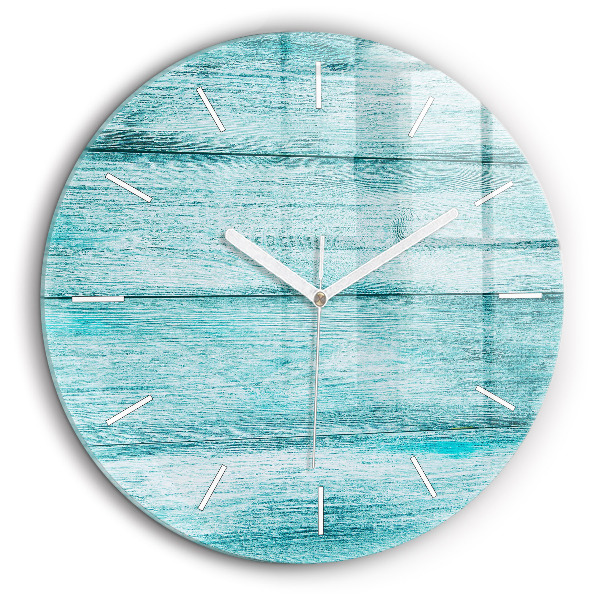 Horloge ronde en verre 60 cm Vieux bois bleu