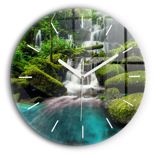 Horloge ronde en verre 60 cm Chute d'eau en Thaïlande