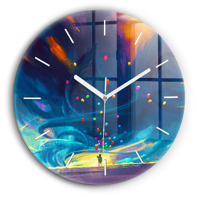 Horloge ronde murale 60 cm Enfant et ballons