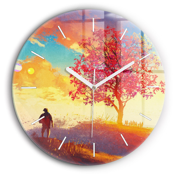 Horloge ronde 60 cm Paysage d'automne