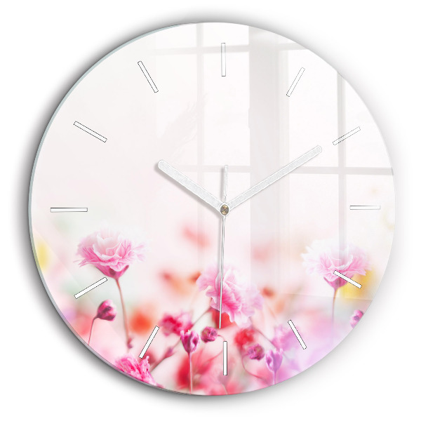 Horloge ronde en verre 60 cm Fleurs dans une prairie