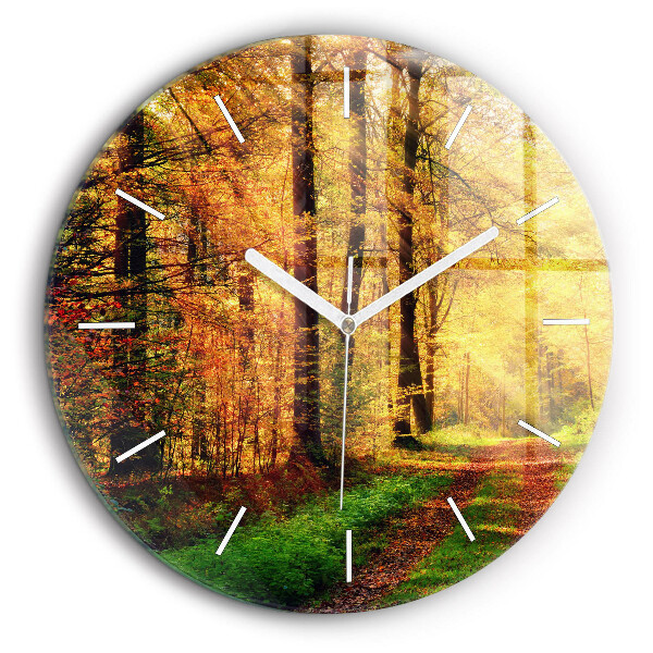 Horloge ronde murale 60 cm Paysage forestier d'automne