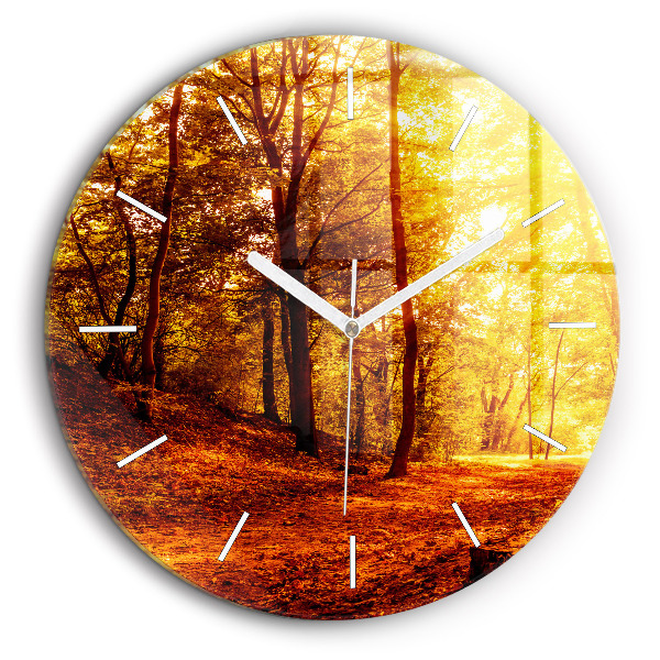 Horloge ronde 60 cm Paysage forestier au soleil