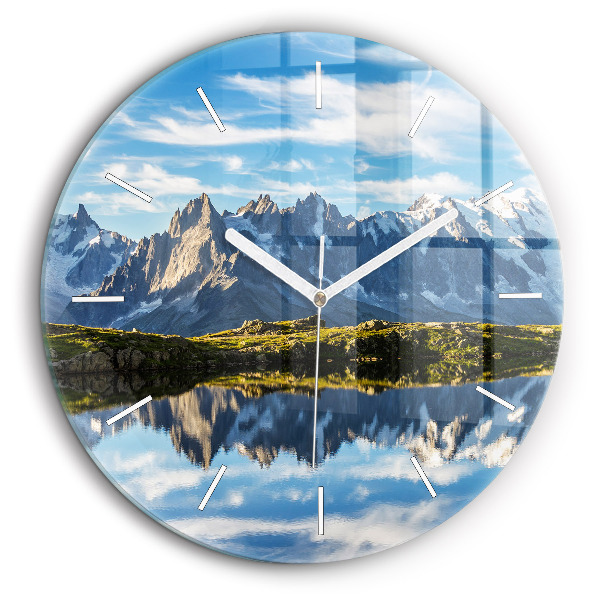 Horloge ronde en verre 60 cm Vallée de Chamonix, Alpes