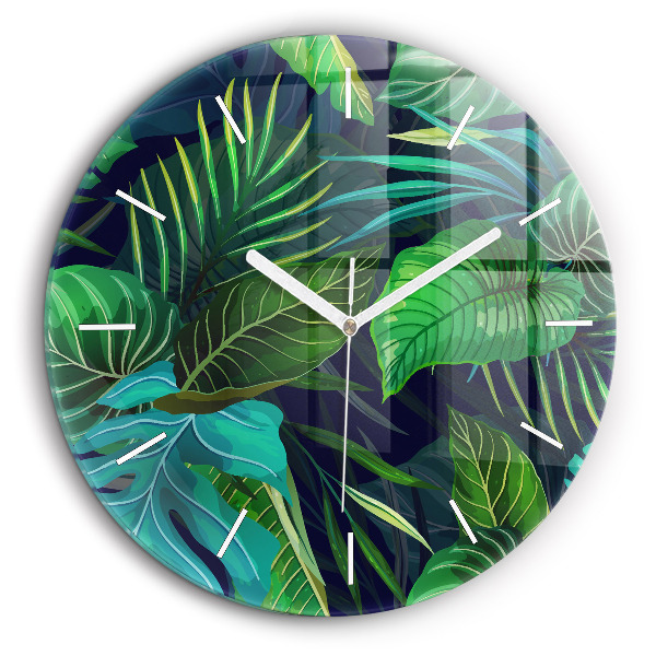 Horloge ronde 60 cm Feuilles exotiques