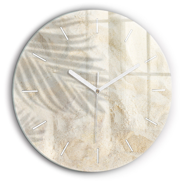 Horloge ronde en verre 60 cm Ombre d'un palmier sur le sable