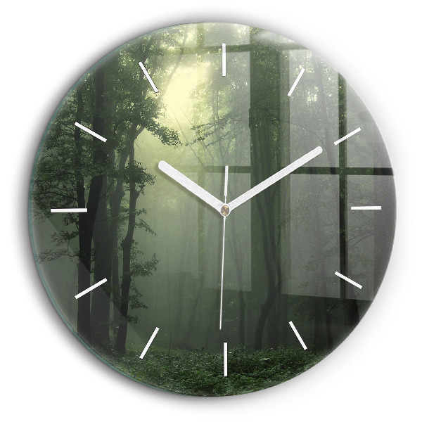 Horloge ronde 60 cm Forêt brumeuse le matin