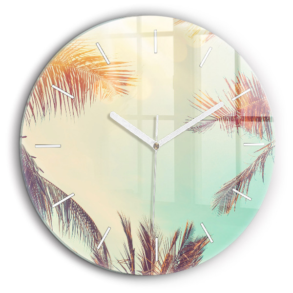 Horloge ronde murale 60 cm Palmiers tropicaux