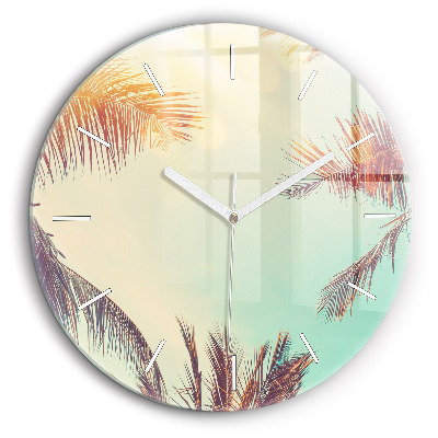 Horloge ronde murale 60 cm Palmiers tropicaux